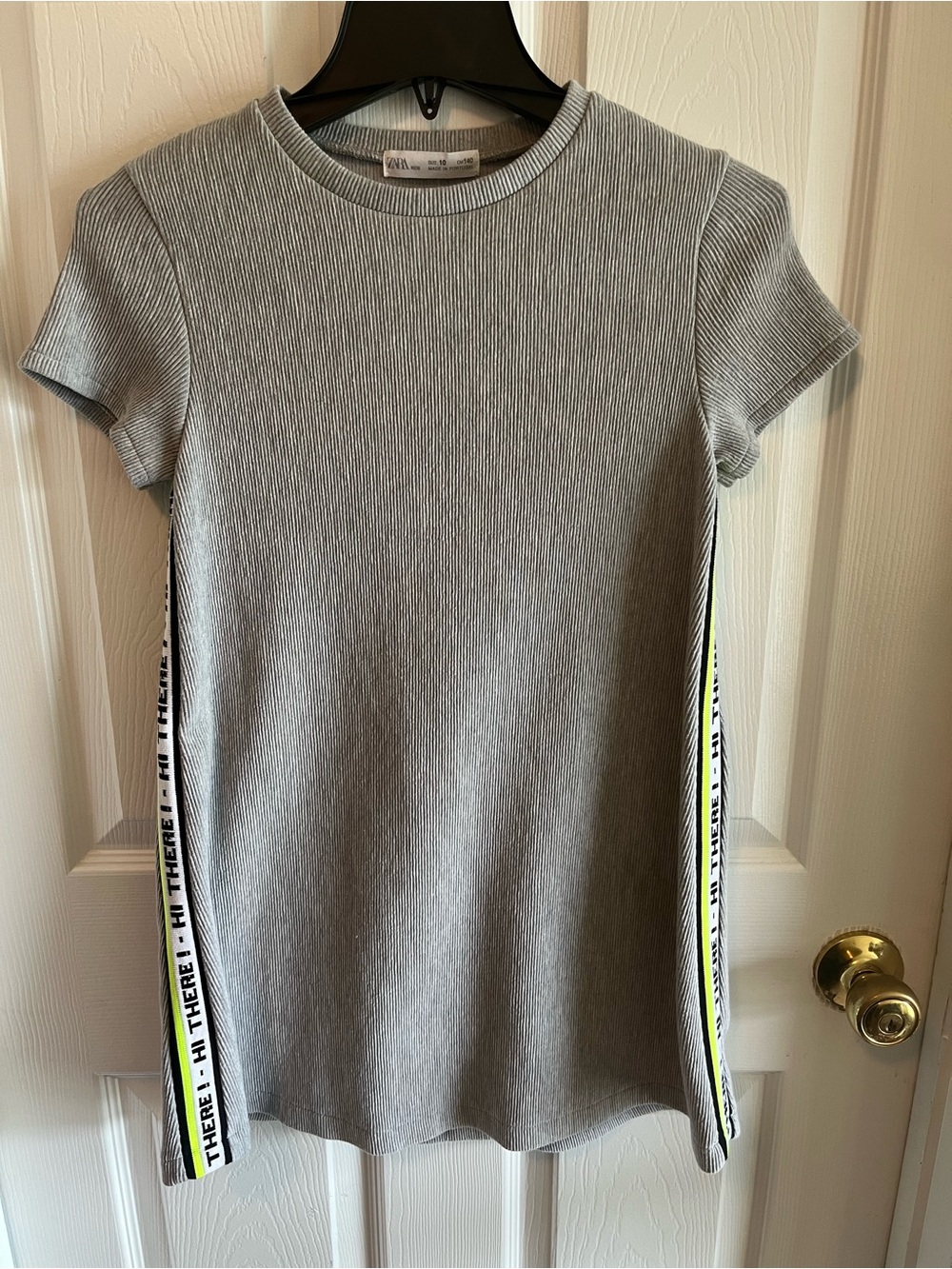 EUC Girls Zara Grey Ribbed Side-Strip Tee Dress size 10